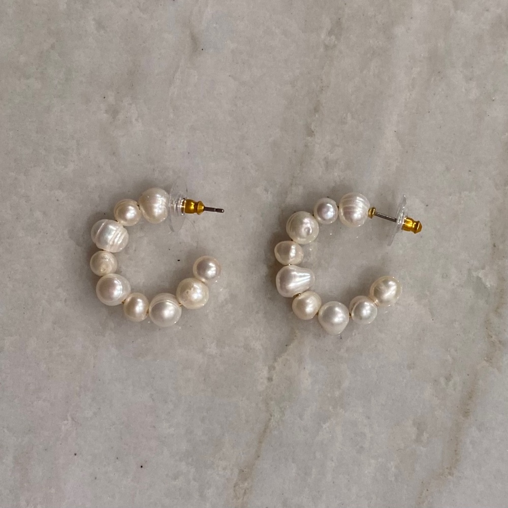 Pearl hoop earrings